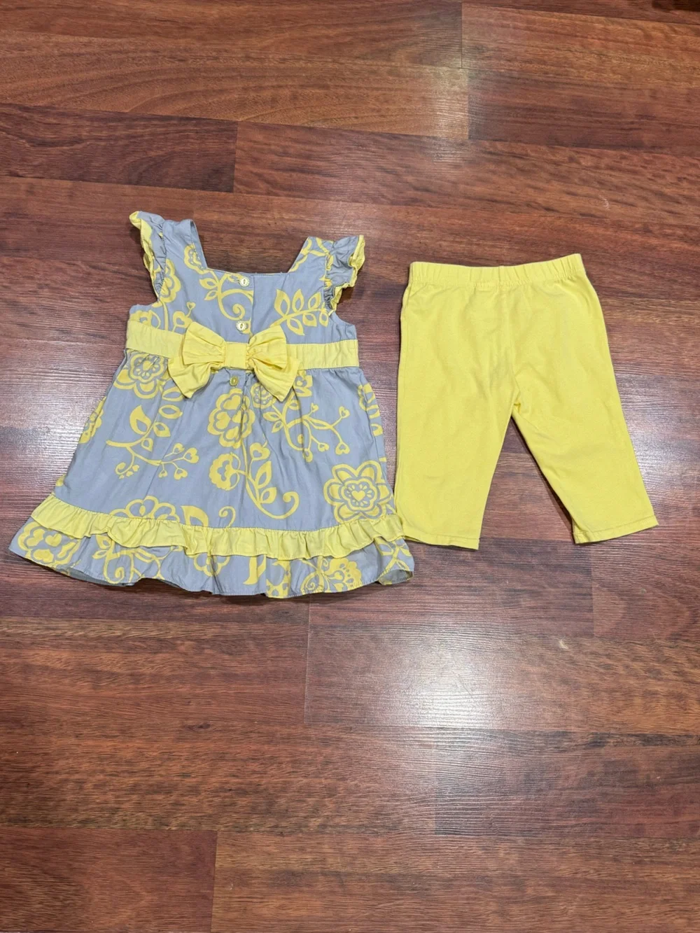 Maggie & Zoe - Yellow Floral Dress & Leggings Set